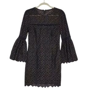 Cynthia Rowley Black Floral Mini Cocktail Dress Cutouts details Size Small Women